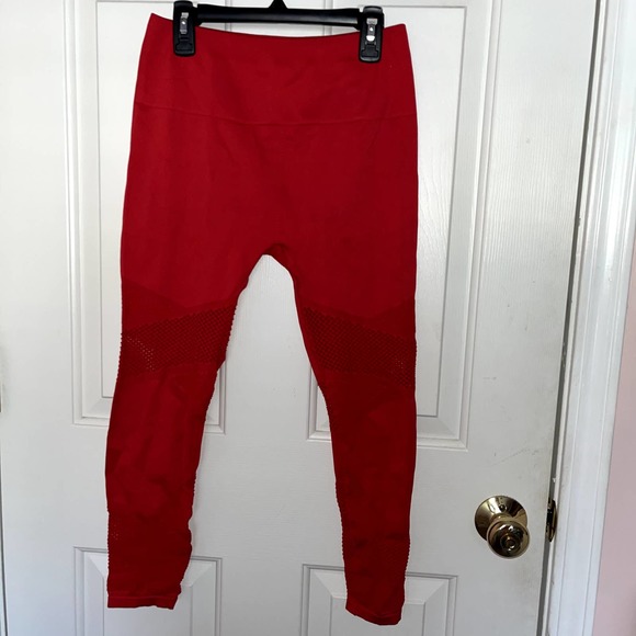 Fabletics High Waisted Athletic Mesh Persimmon Red Leggings Women's Small - Picture 2 of 7